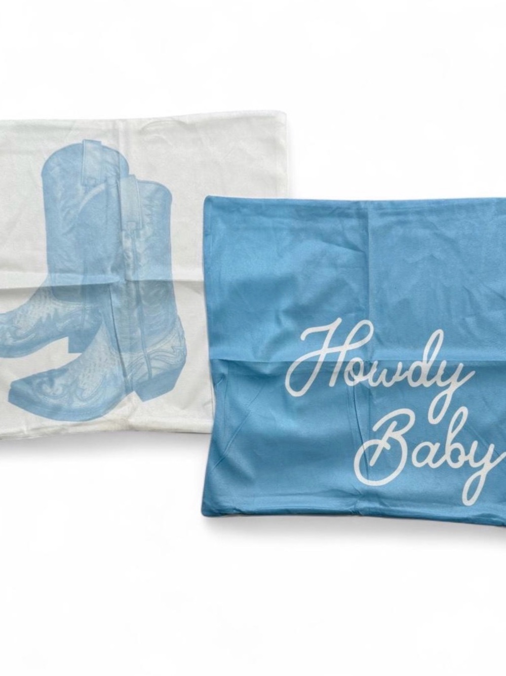 Set of 2 Howdy Baby Cowboy Boot Themed Pillow Covers - NEW